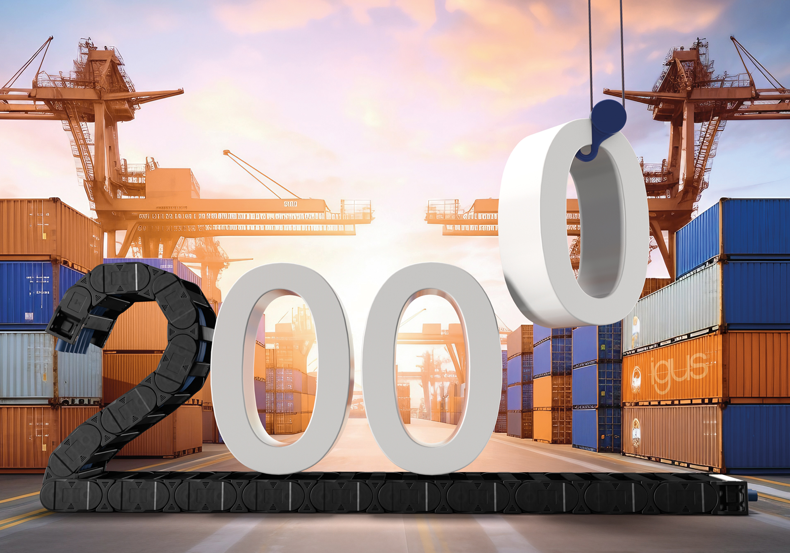 Igus alcança marco global: 2.000 gruas STS equipadas com calhas articuladas
