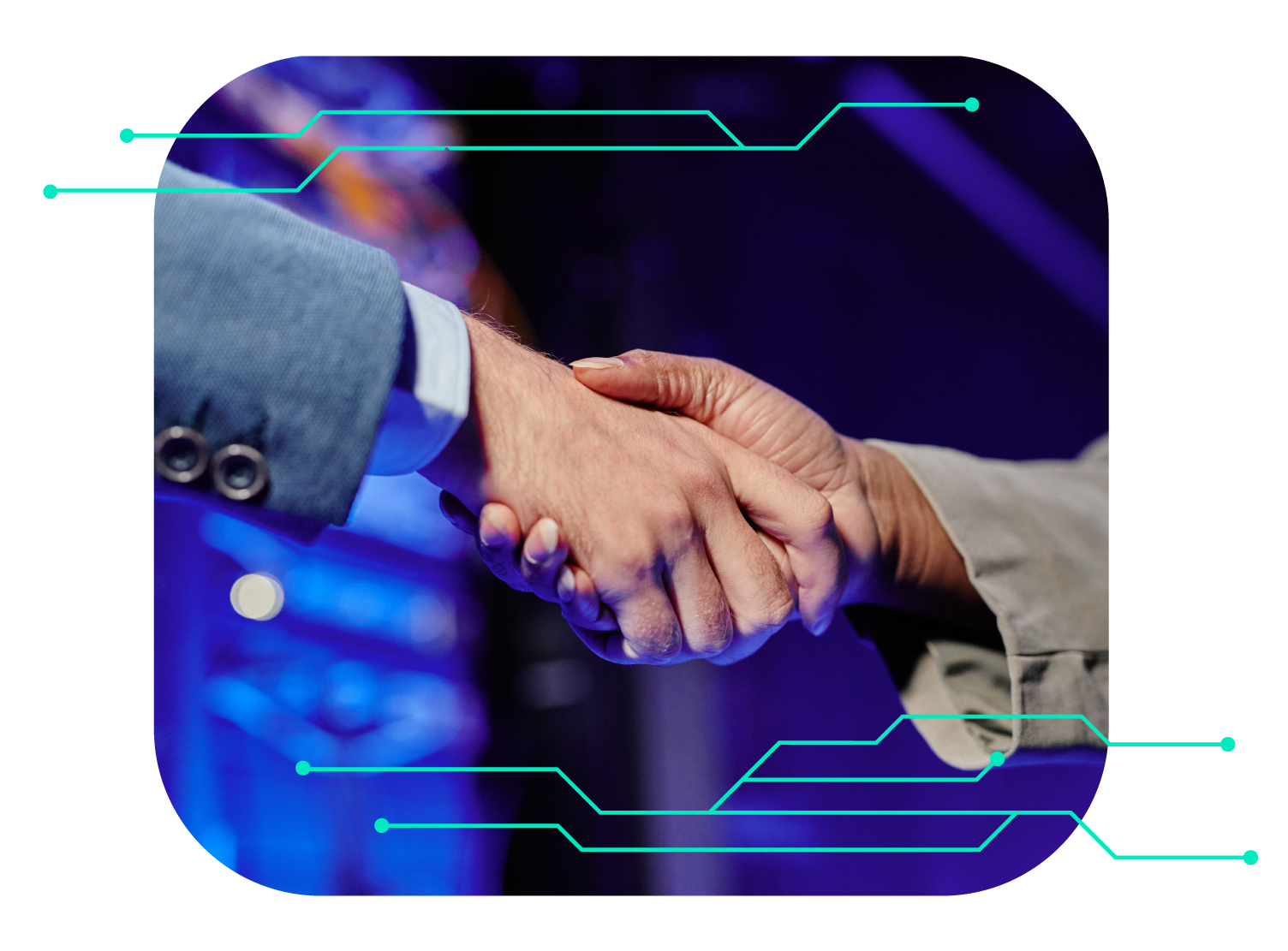 Aperto de mãos simbolizando parceria e oportunidades de negócio na Conferência de Intralogística 2026.